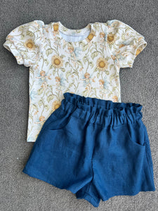 Indigo Blue Linen Shorts