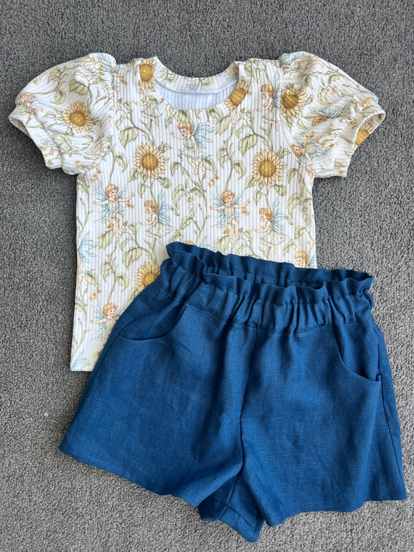 Indigo Blue Linen Shorts