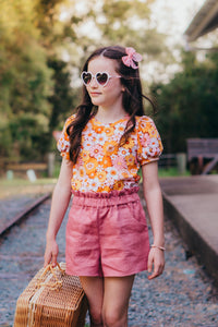 Mauve Pink Linen Shorts