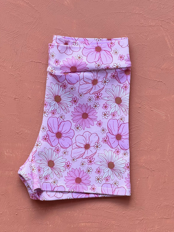 Pink Floss Floral Bike Shorts